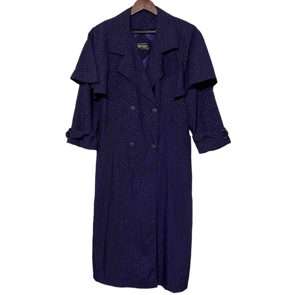 Vintage Trench Coat Womens 4 Portrait Purple Polka Dot Trench Coat